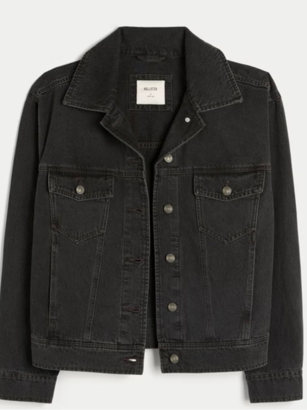 Hollister cropped black denim Jacket